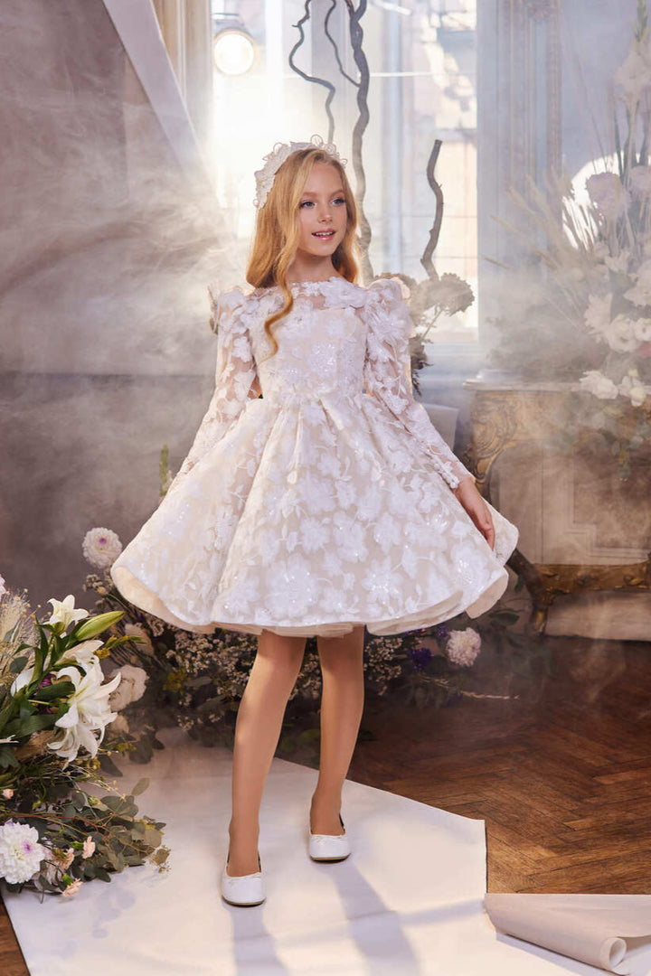 Luxurious Jacquard High Neck Short Girl&
