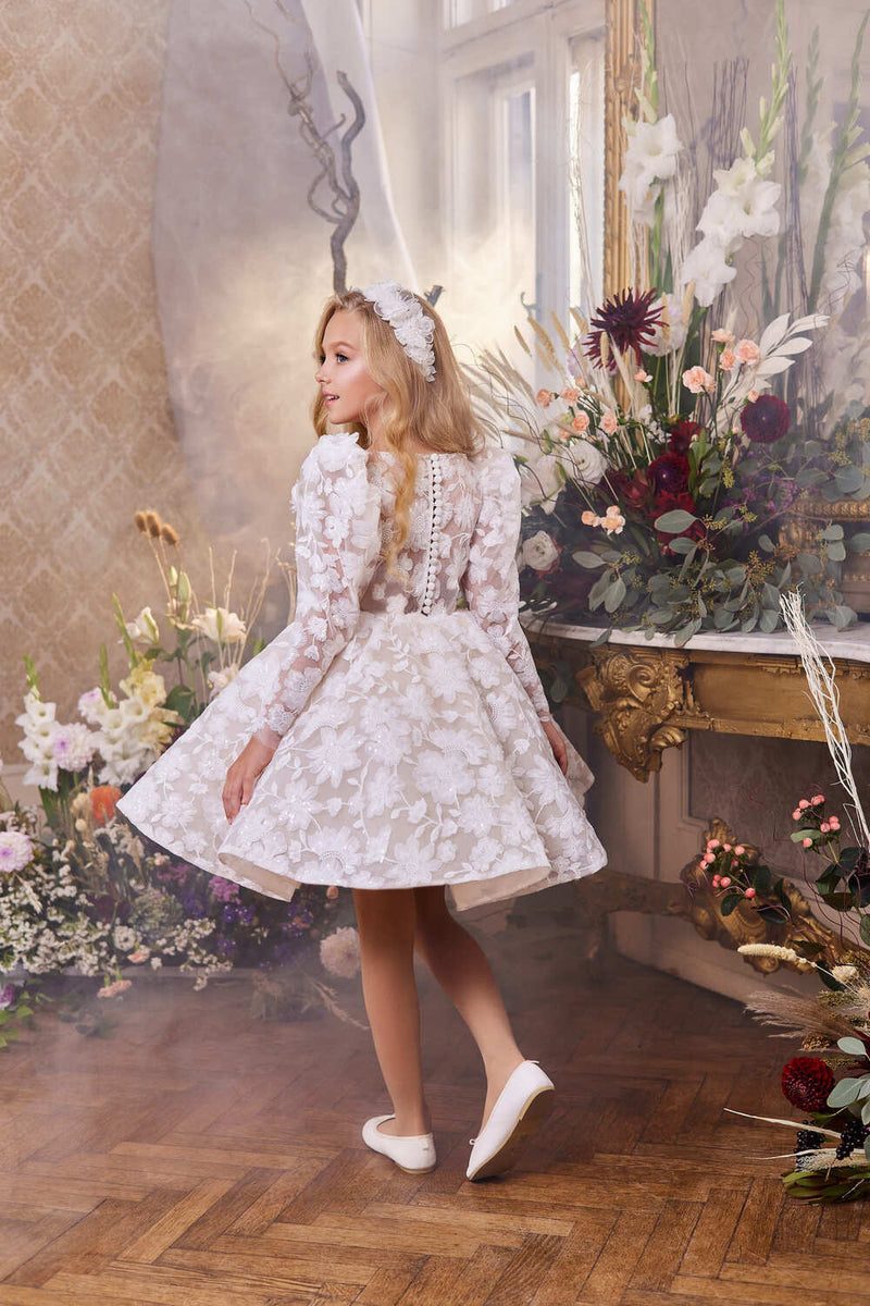 Luxurious Jacquard High Neck Short Girl&