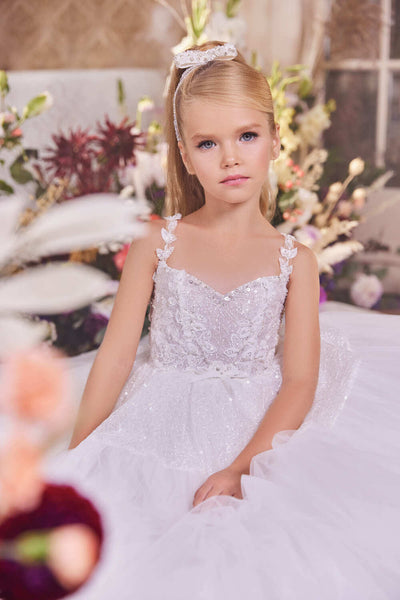 First Communion Dress: Flower Girl Dress with Open Back - Mia Bambina Boutique