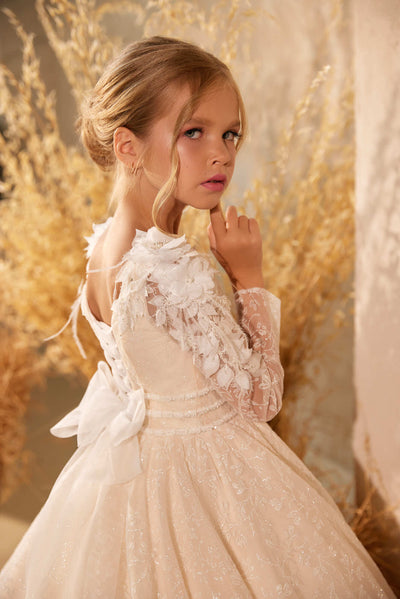 Flower Girl Dresses: 3606 A Destination Wedding Flower Girl Dress with Crystals - Mia Bambina Boutique