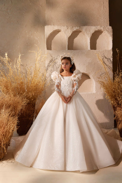 Amazon.com: Luweds Flower Girls Lace Tulle Ball Gowns First Communion  Dresses (Ivory,12 Months): Clothing, Shoes & Jewelry
