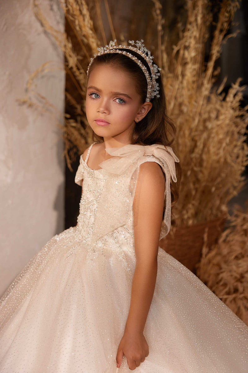 First Communion Dresses: 3612 Charming Communion Dress with a Bow Detail - Mia Bambina Boutique