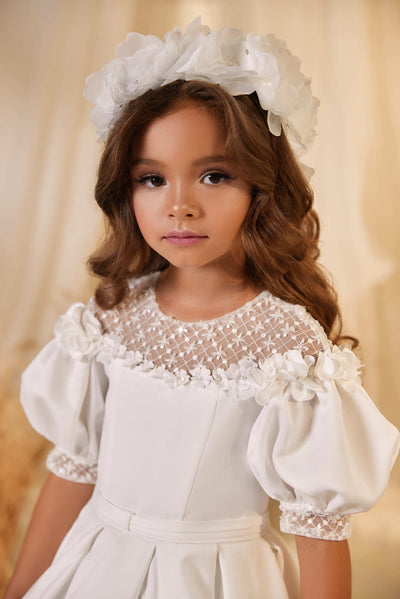 3614 Little Girl White Princess Dress for Birthday or Special Event