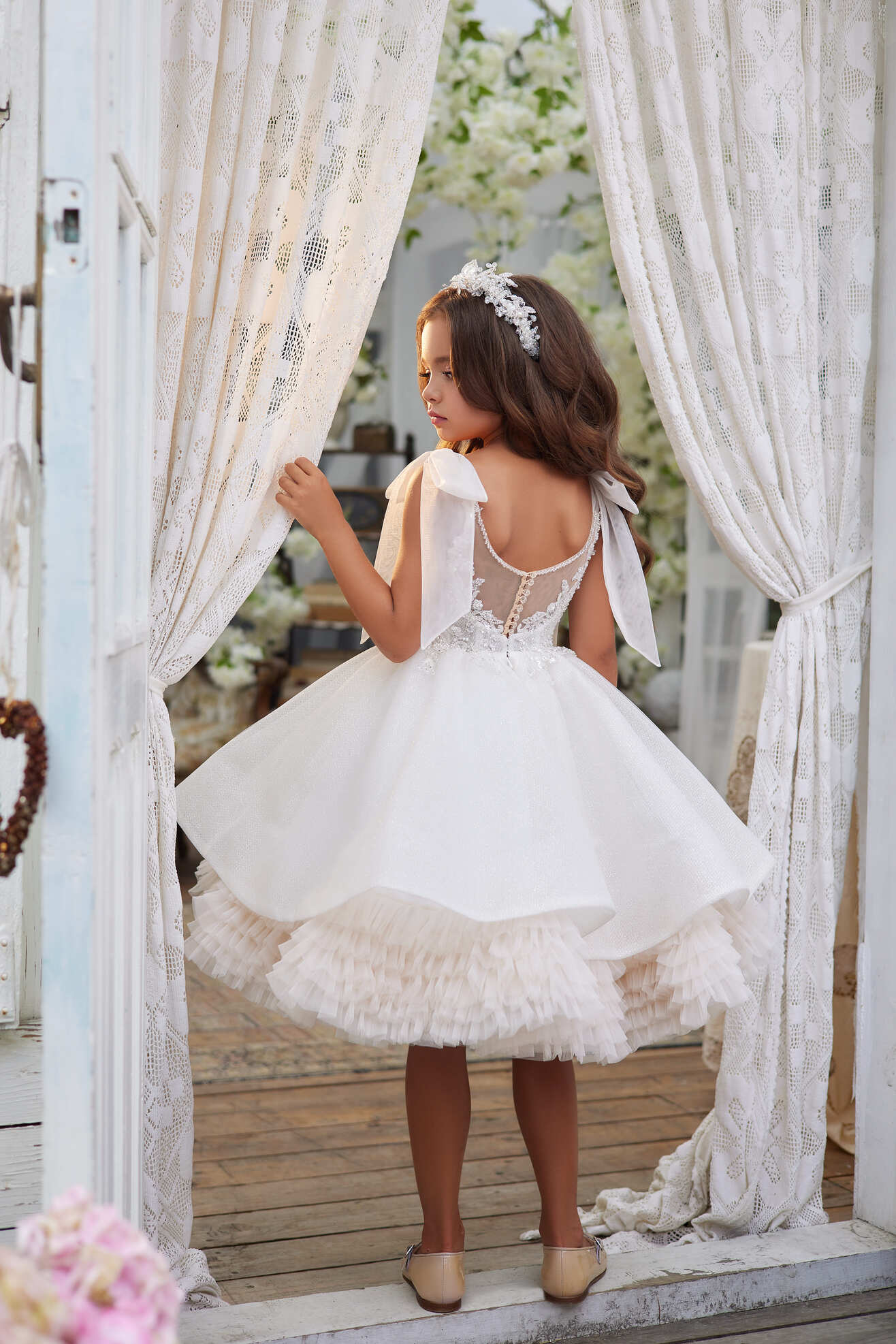 Birthday Dresses: 3617 Girls Gold Dress with Multicolored Gems 3T-4T/Rose Gold - Mia Bambina Boutique
