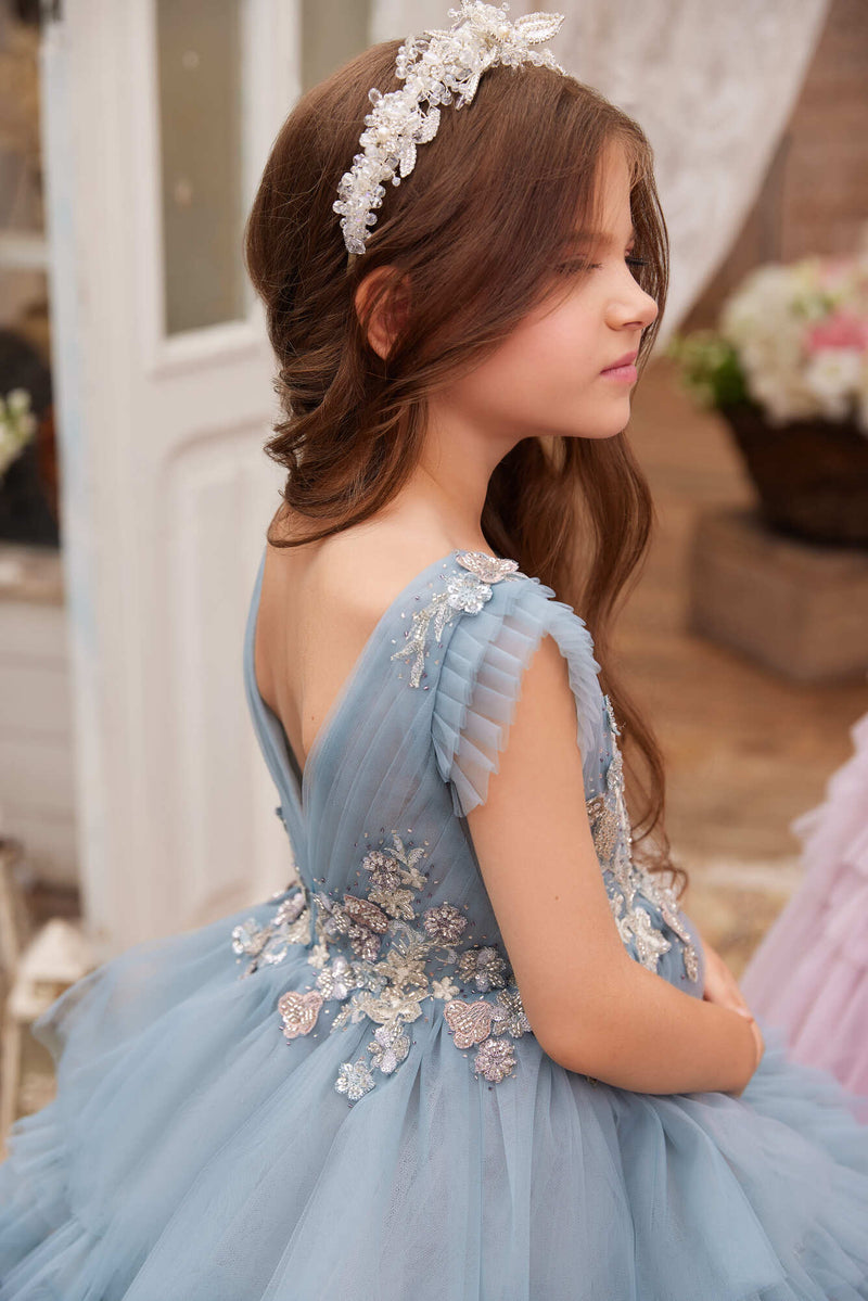 Birthday Dresses: 3622 Little Girl Birthday / Wedding Ball Gown with Butterflies - Mia Bambina Boutique