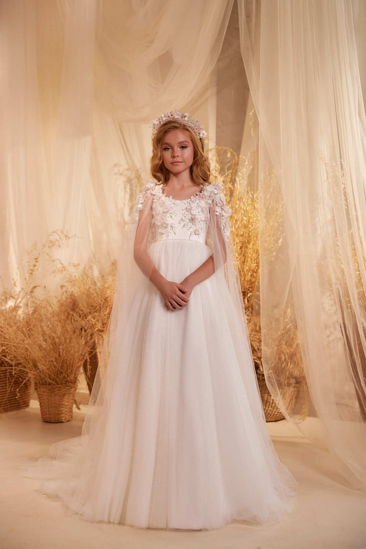 Communion Dresses Flower Girl Dresses Marks And Spencer Buy London Flower  Girl Dress With A Lace Cape Mia Bambina Boutique Size 7-8 White