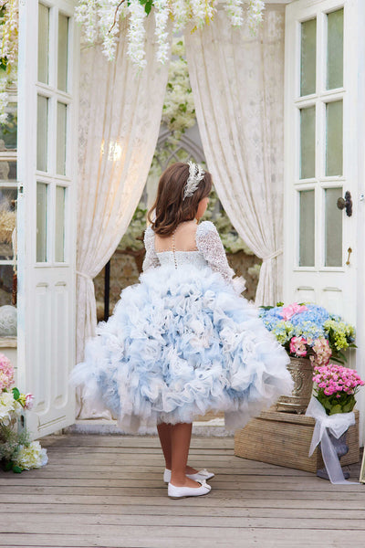 Confirmation Dresses: 3641 Modesto Floor Length First Communion Dress in Tulle with Rhinestone Belt - Mia Bambina Boutique