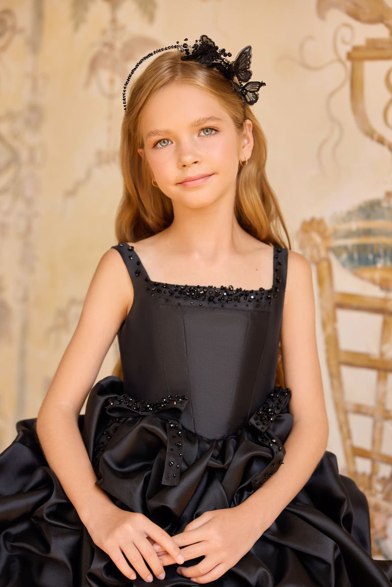 Black Butterfly & Floral Headpiece for Girls | Handmade Party & Special Occasion Hairpiece