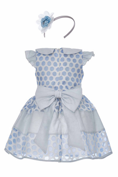 Baby Girl Blue Polka-Dot Party Dress in Sizes 9-36 months