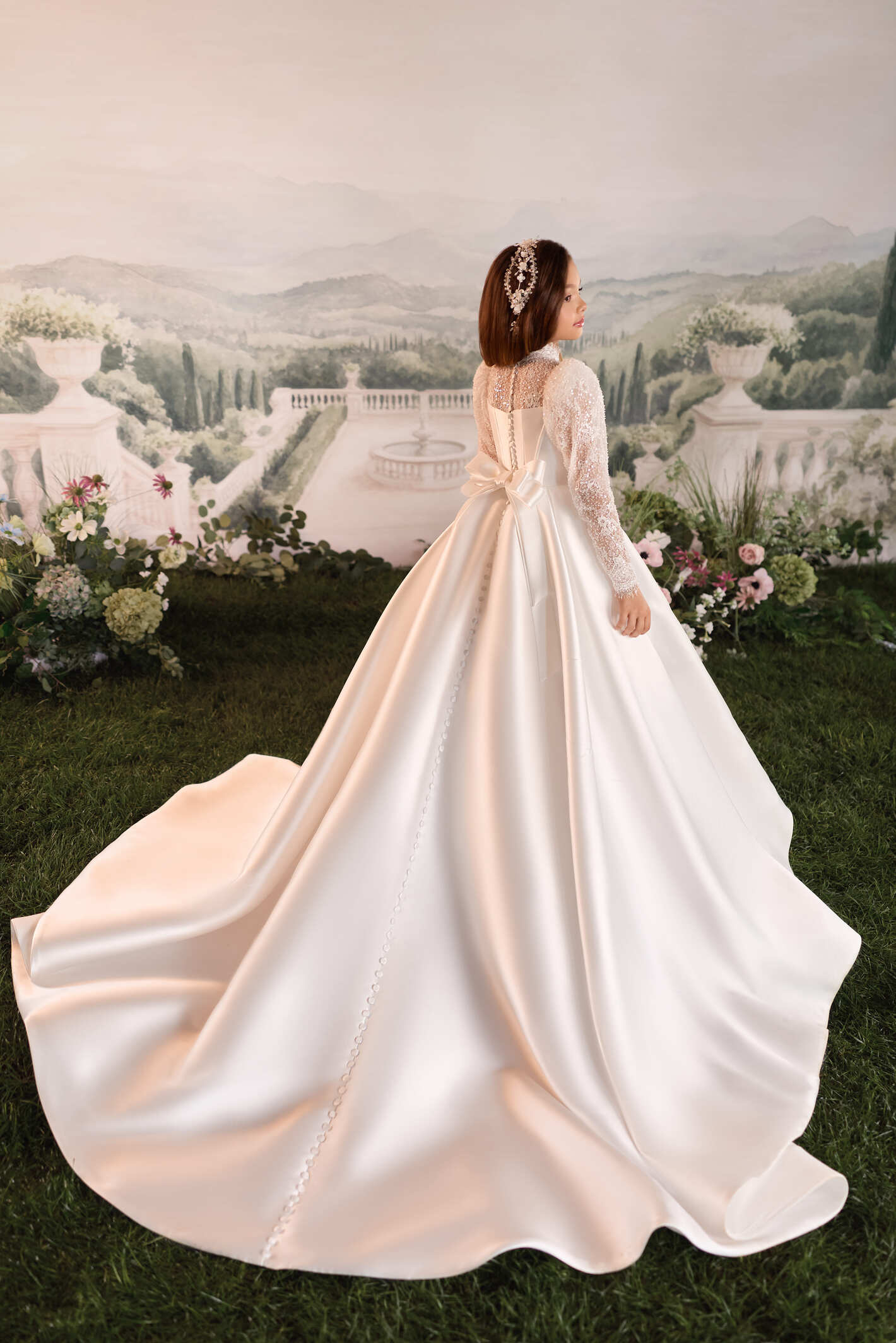 Flower Girl Dresses: Anastelle Royale Long Sleeve Lace First Communion Dress - Mia Bambina Boutique