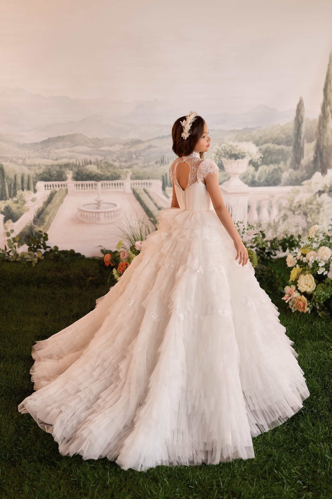 Flower Girl Dresses: Virelle Lace Luxury Long Sleeve First Communion Dress - Mia Bambina Boutique
