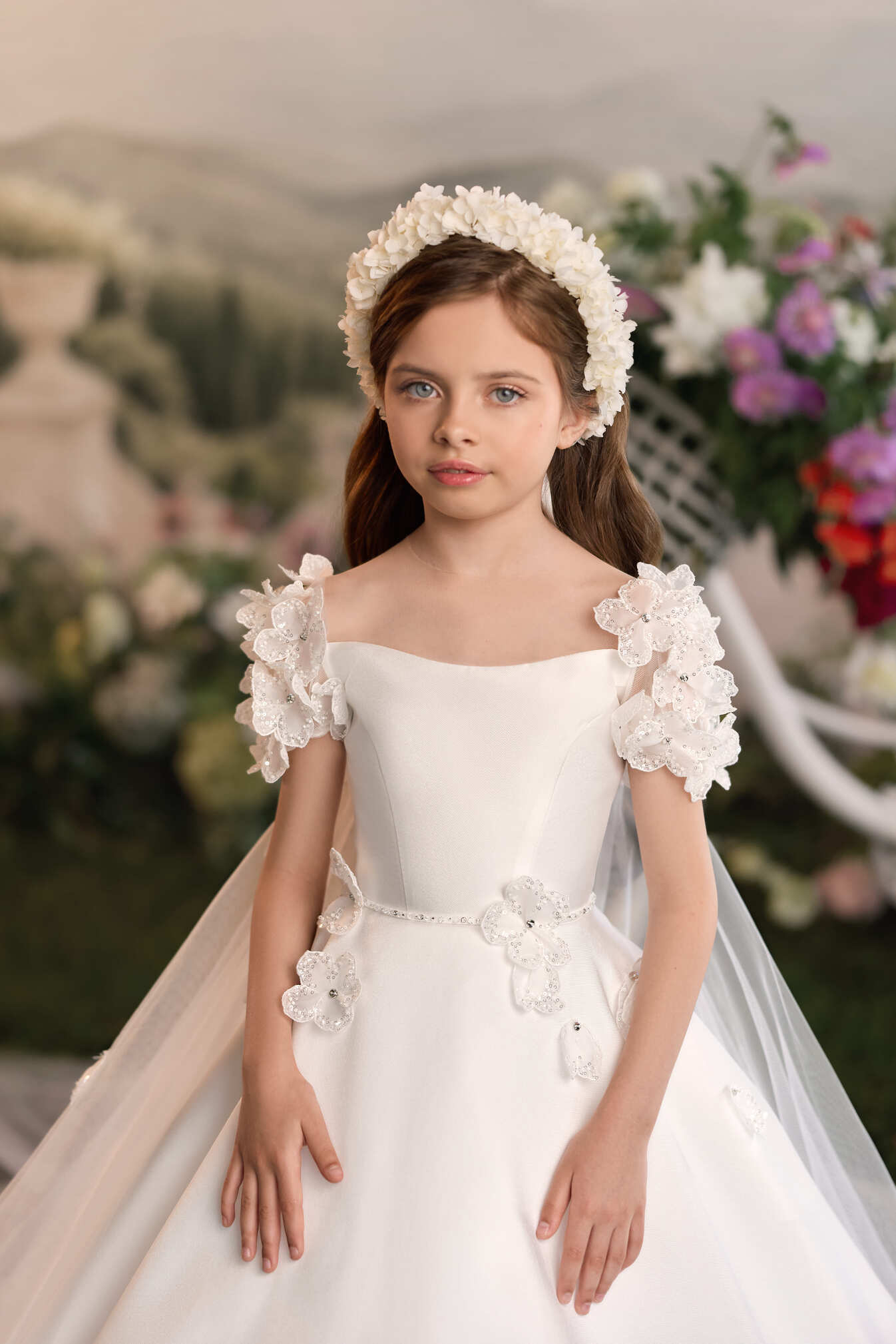Flower Girl Dresses: Noélie Grace Cathedral First Communion Dress - Mia Bambina Boutique