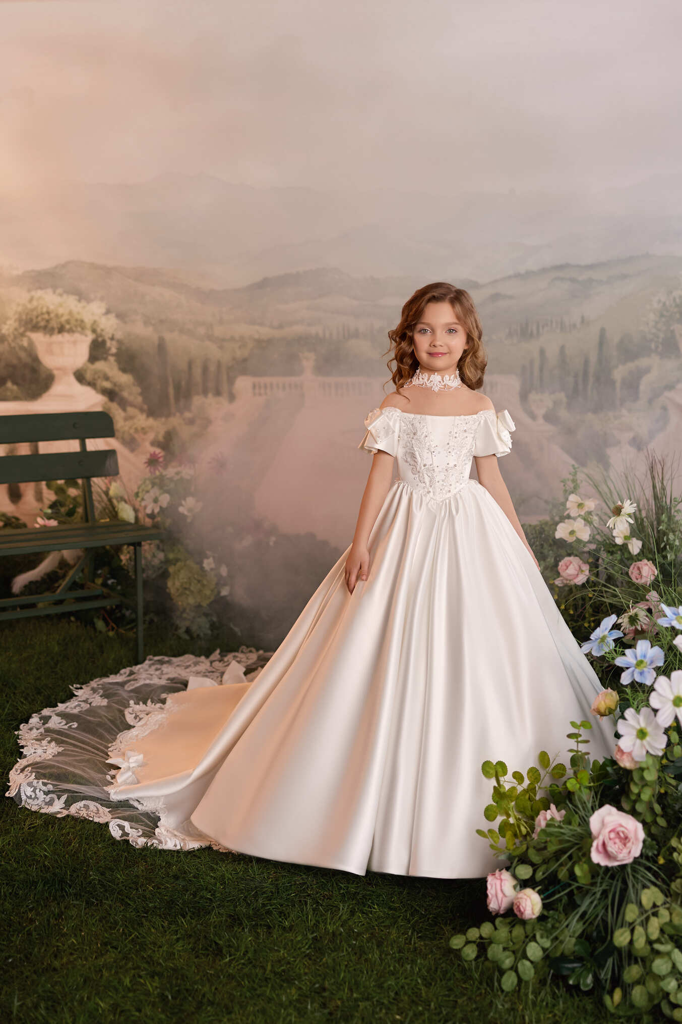 Flower Girl Dresses: Madeleine Élégance Couture First Communion Dress - Mia Bambina Boutique