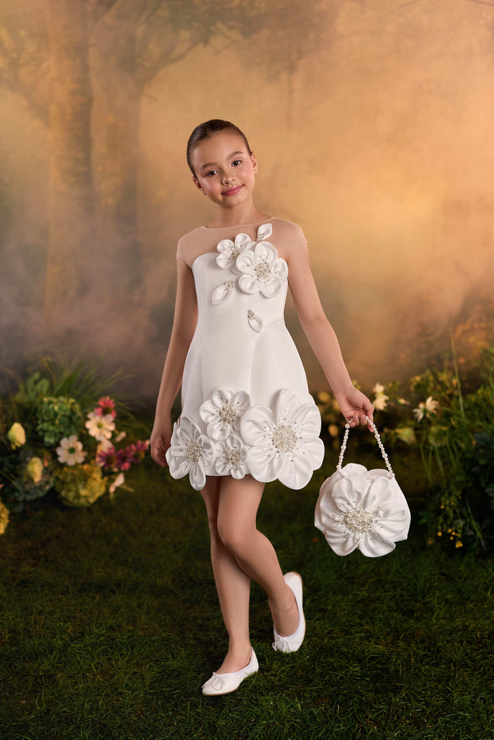 Mia Bambina Couture 2027 Lilou Fleur white floral birthday party dress for girls