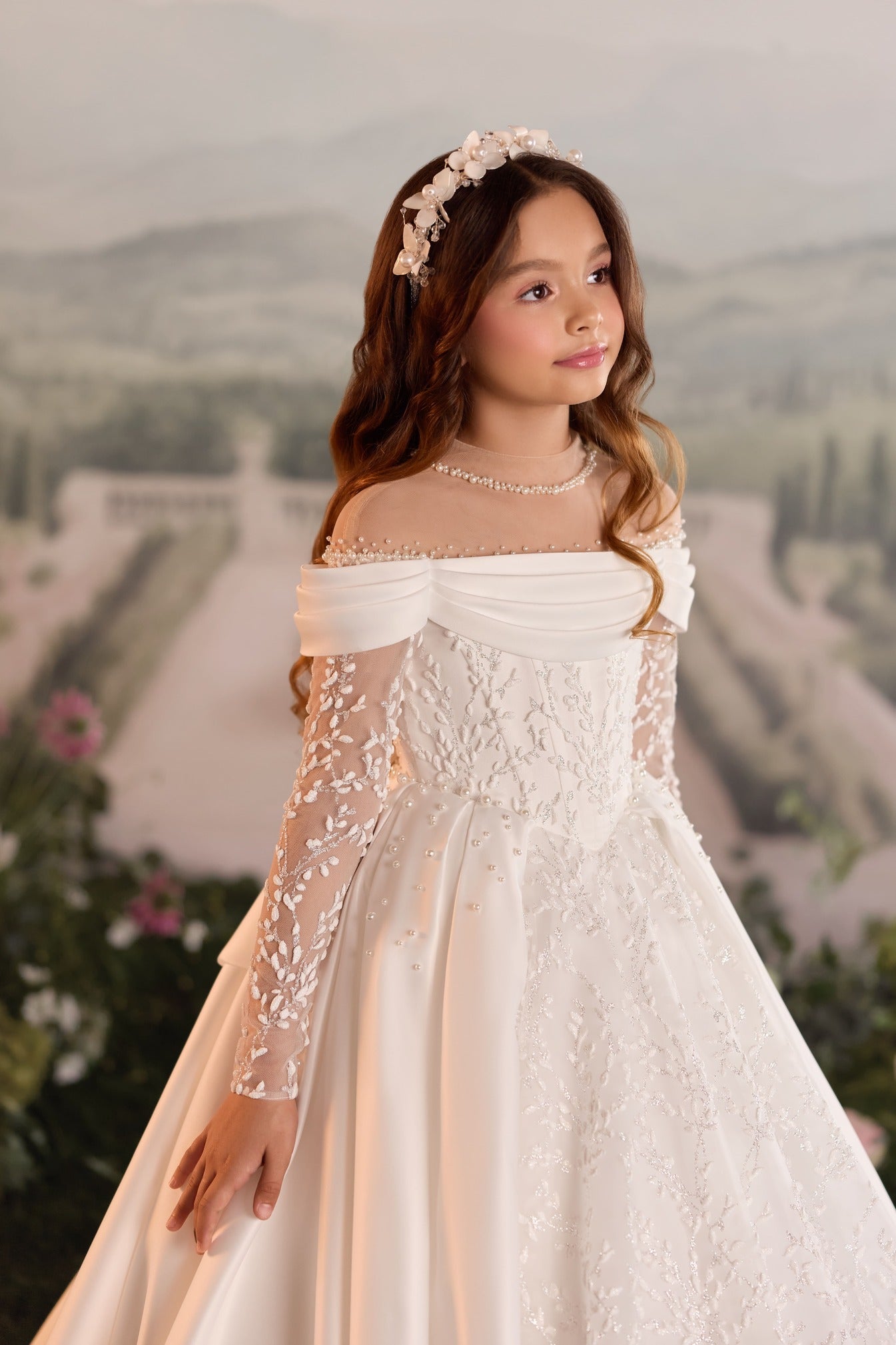 First Communion Dresses: Apolline Ivory Communion Dress - Mia Bambina Boutique