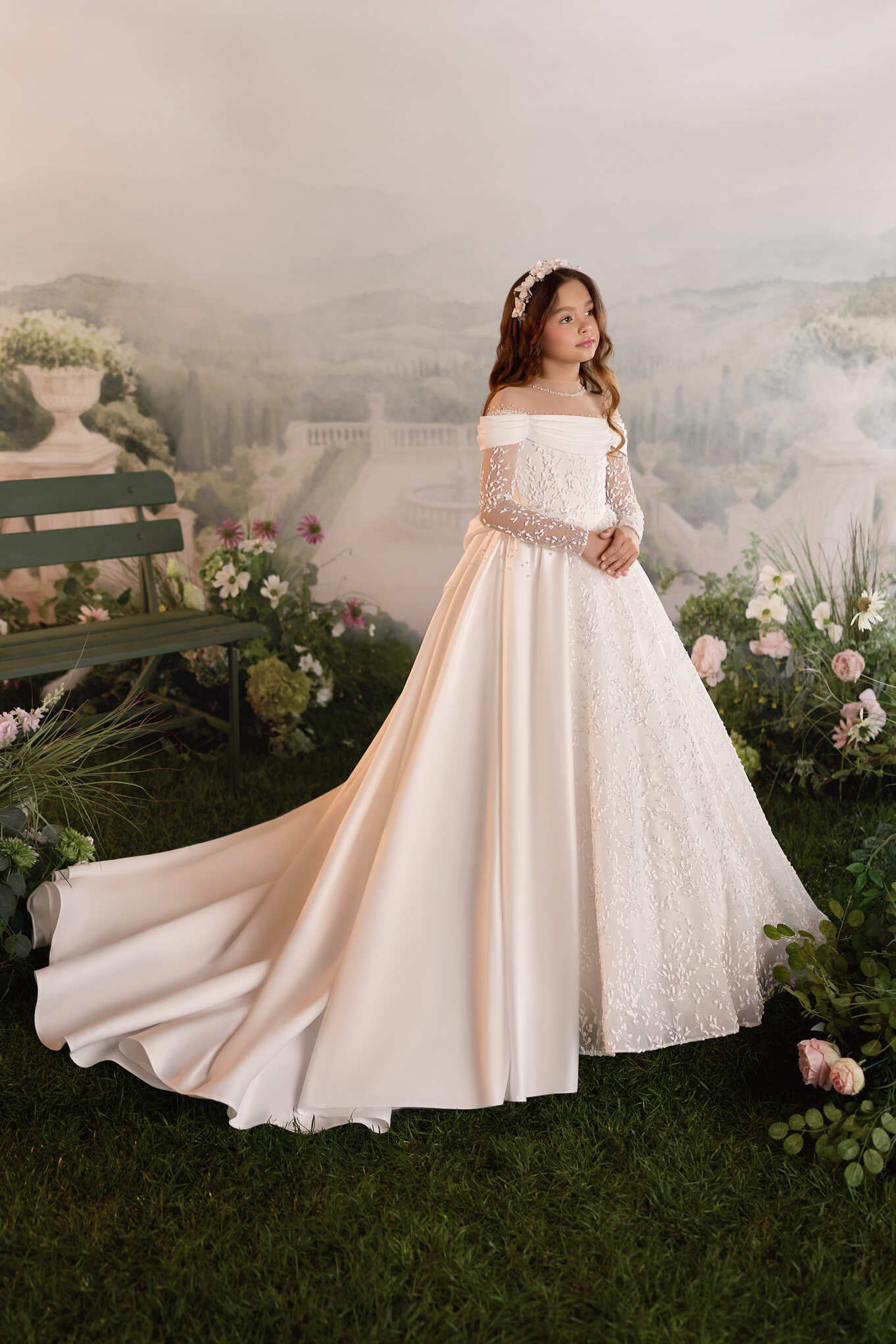 Mia Bambina Couture 2027 Apolline Ivory off shoulder First Communion dress