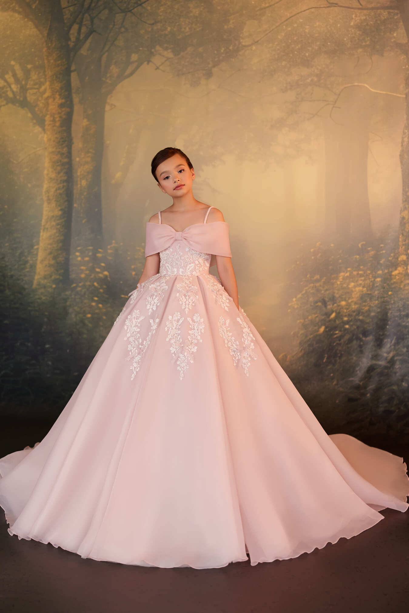 Mia Bambina Couture 2027 Odette Blush pink pageant gown for girls