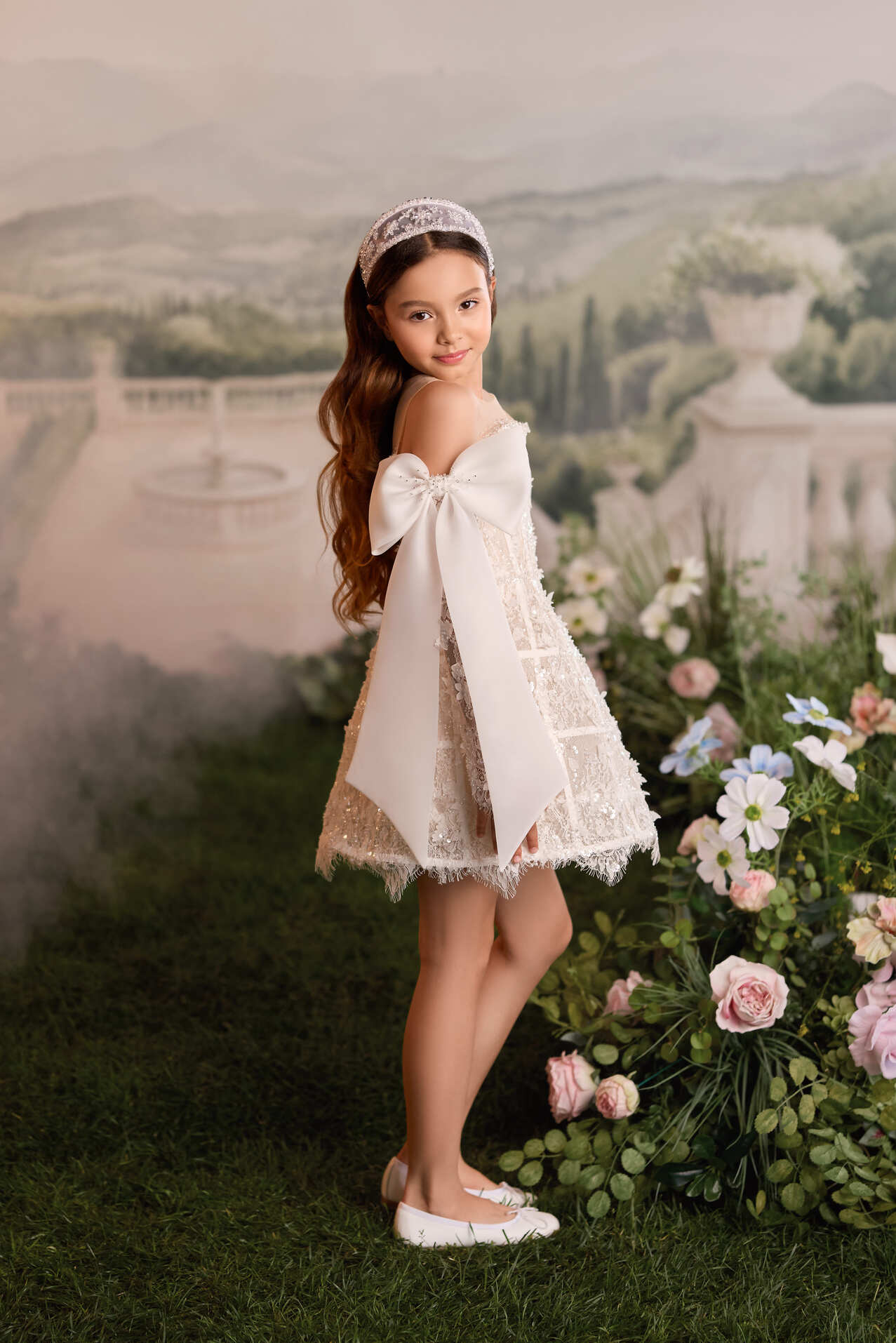 Confirmation Dresses: Camille Cape Confirmation Dress - Mia Bambina Boutique