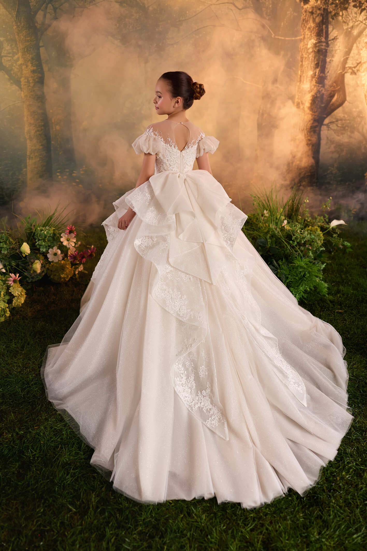 Flower Girl Dress: Lisette Cascade Flower Girl Gown - Mia Bambina Boutique