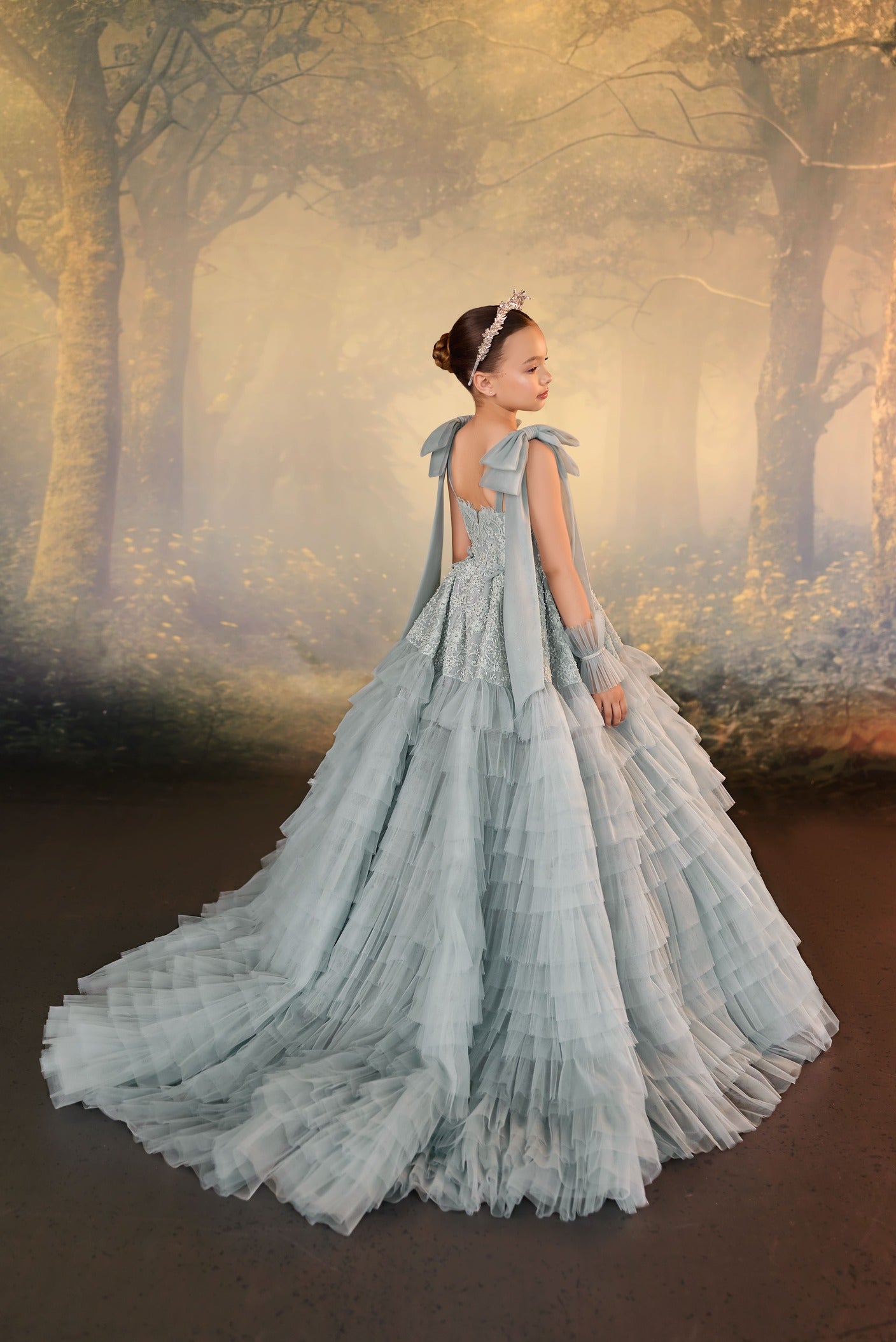 Pageant Dresses: Océane Mist Pageant Gown - Mia Bambina Boutique