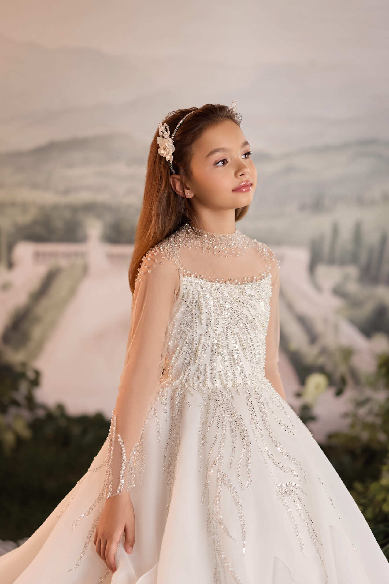 Mia Bambina Couture 2027 Amandine Ivory First Communion dress with train