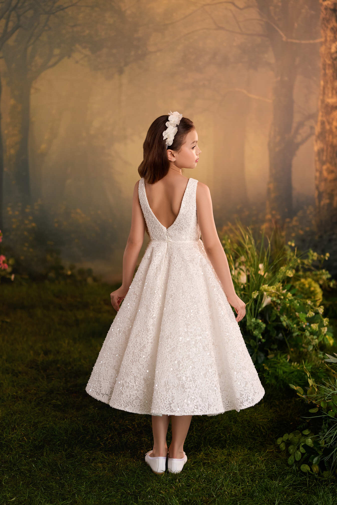 Confirmation Dresses: Claudette Pearl Confirmation Dress - Mia Bambina Boutique