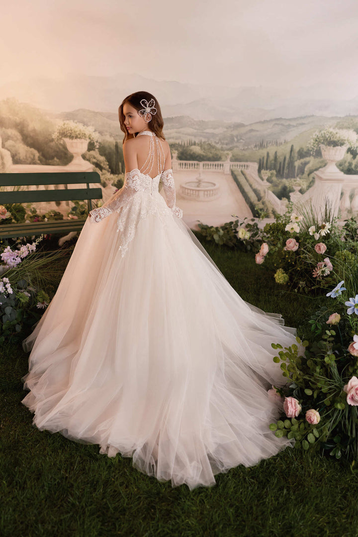 Mia Bambina Couture 2027 Maëlle Tulle blush flower girl dress