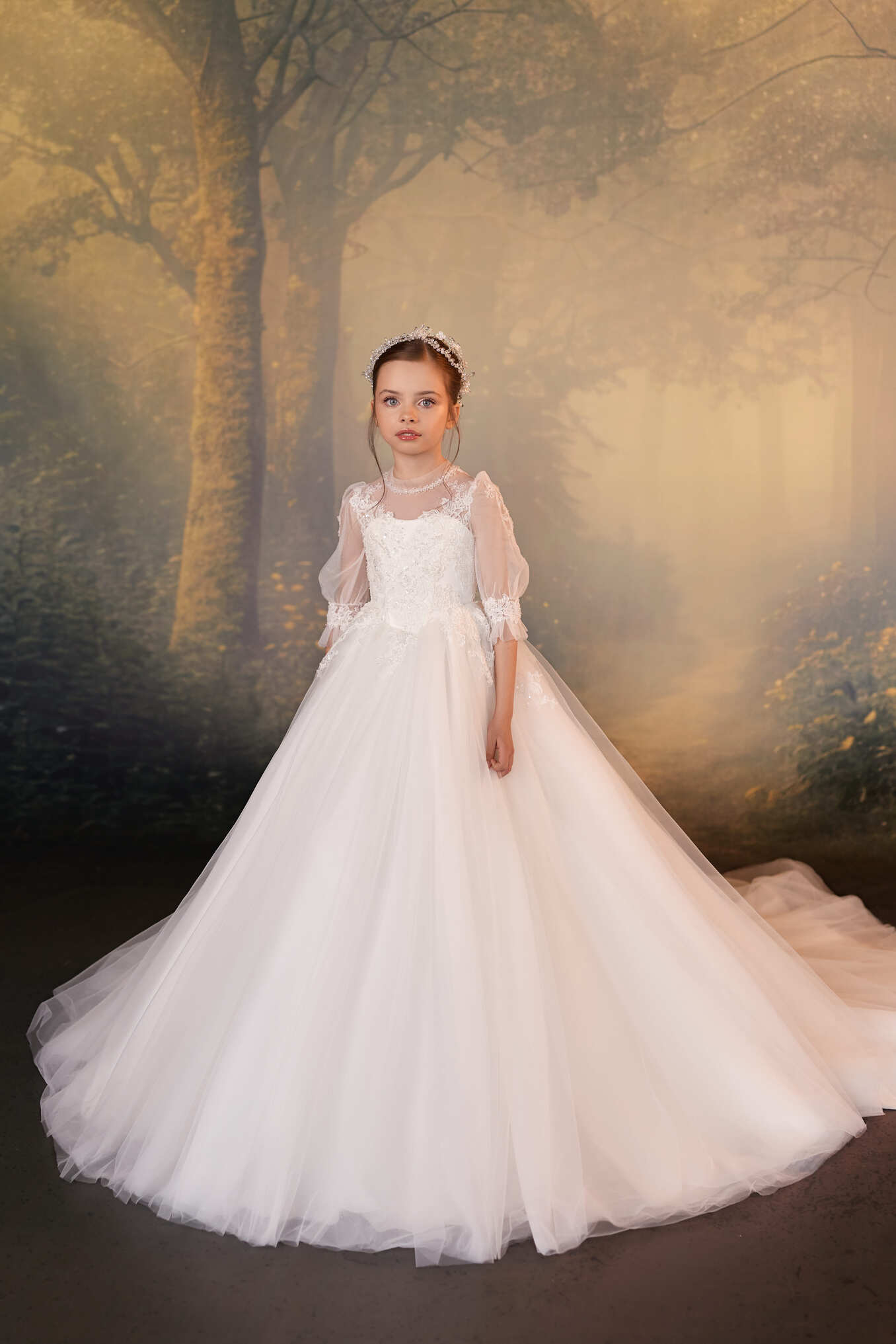 First Communion Dresses: Mireille Grace Communion Gown - Mia Bambina Boutique