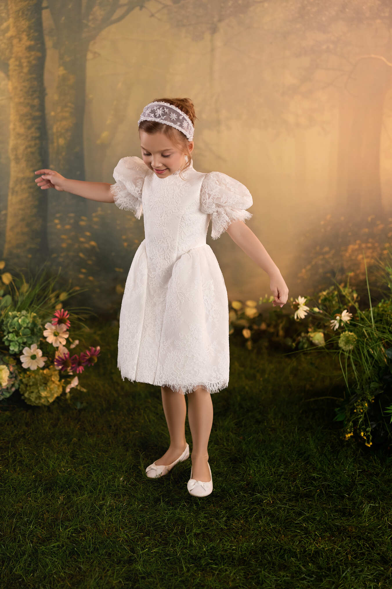 Confirmation Dresses: Ninette Pearl Party Dress - Mia Bambina Boutique