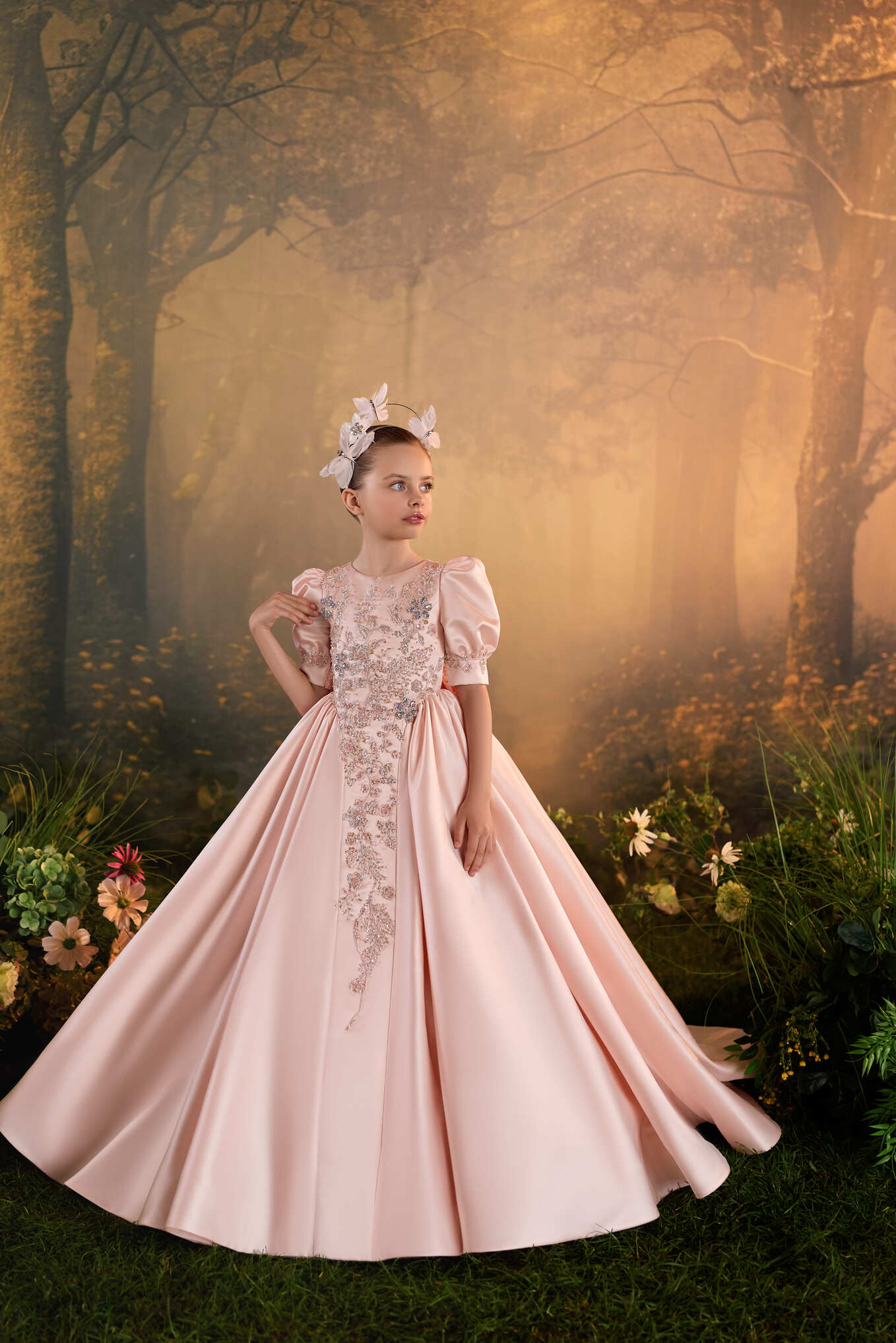 Mia Bambina Couture 2027 Rosalie Bijou blush junior bridesmaid dress