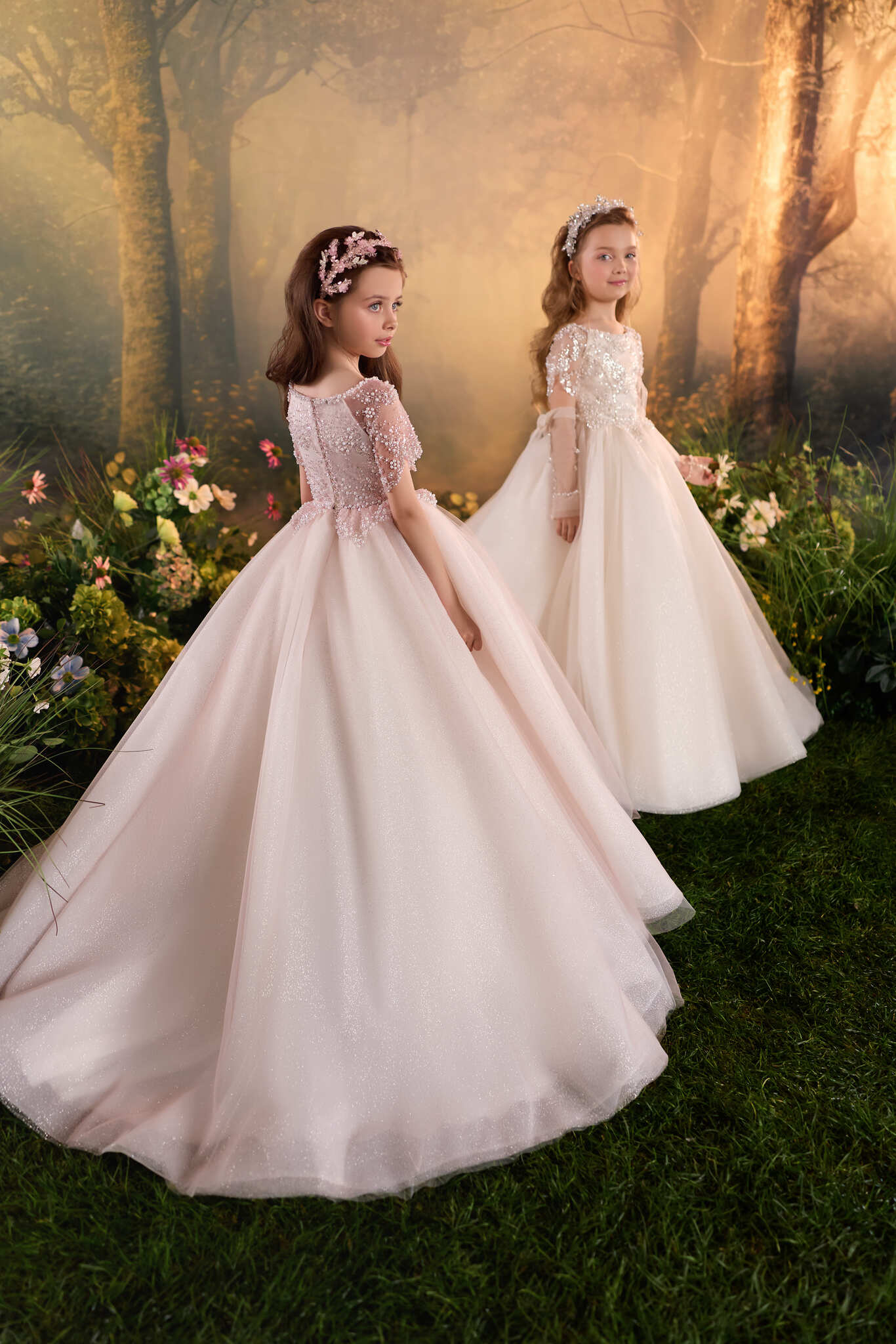 Flower Girl Dress: Sabine Tulle Flower Girl Dress - Mia Bambina Boutique