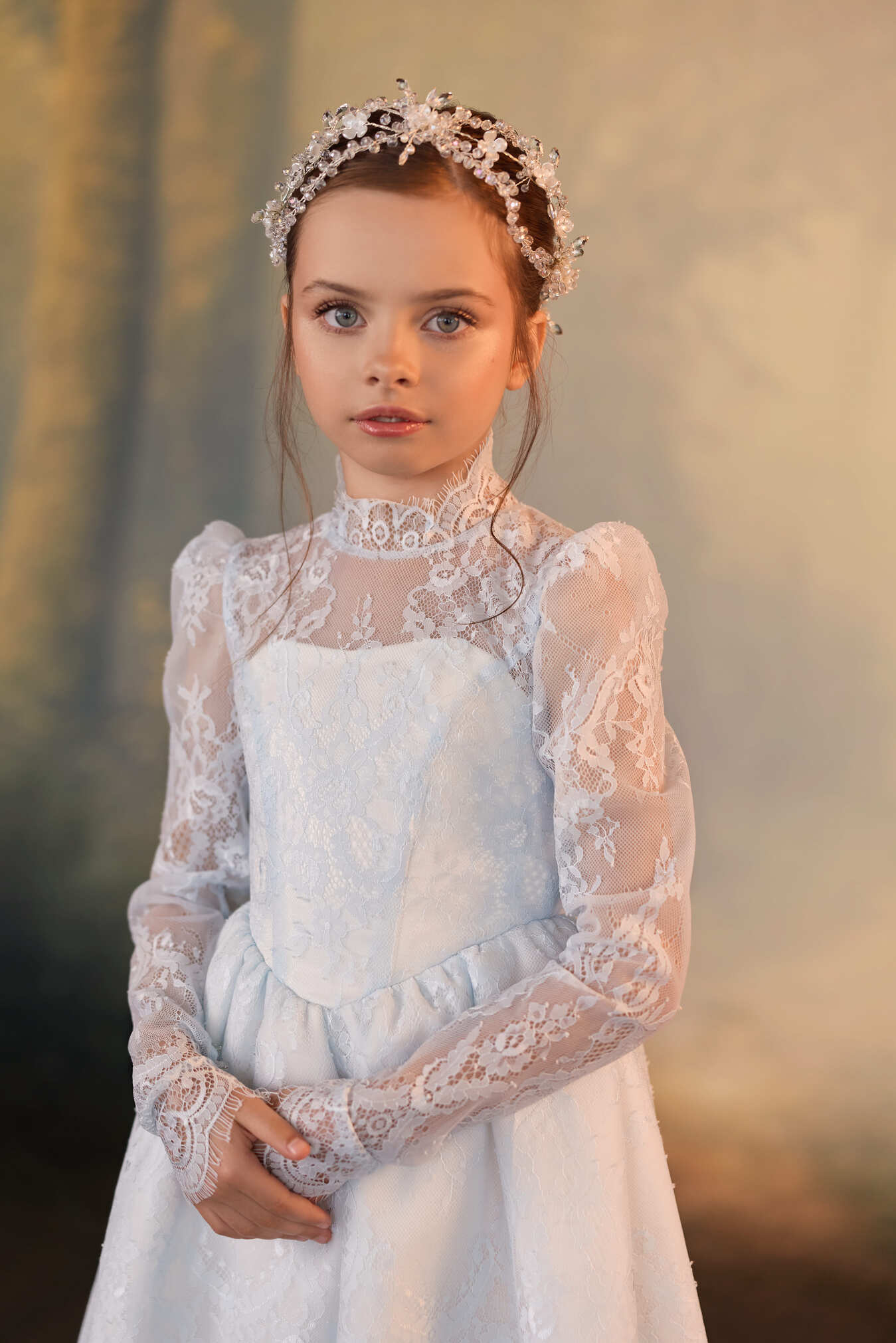 First Communion Dresses: Éloise Lace Communion Dress - Mia Bambina Boutique
