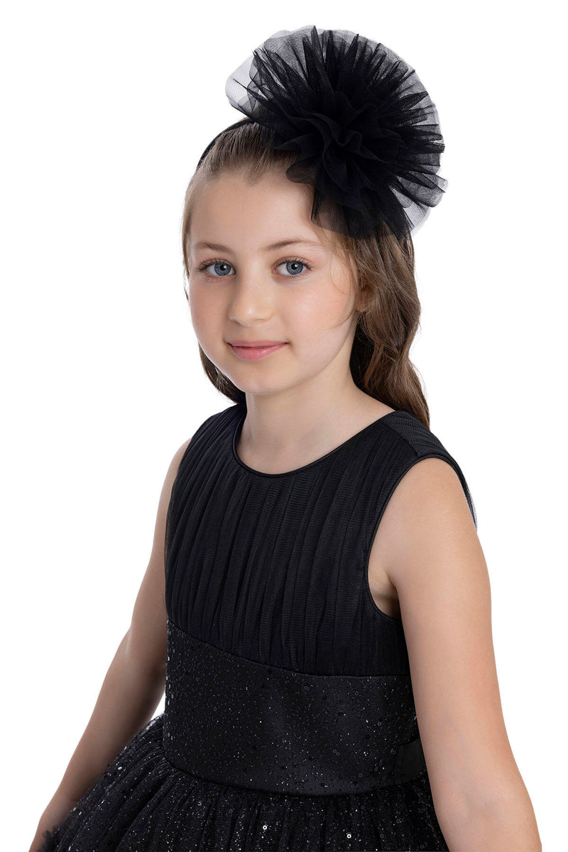 Girls Shimmering Black Sleeveless Tutu Dress in Sizes 8-12