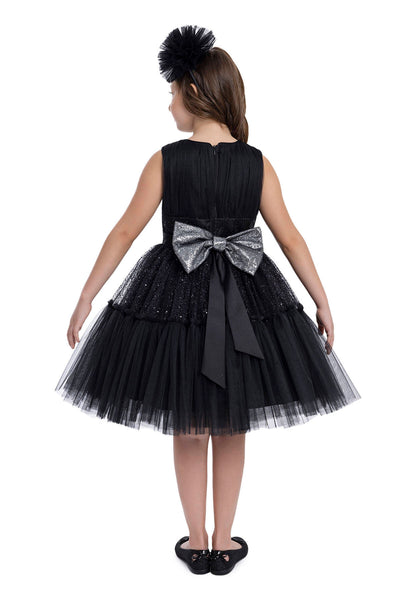 Girls Shimmering Black Sleeveless Tutu Dress in Sizes 8-12