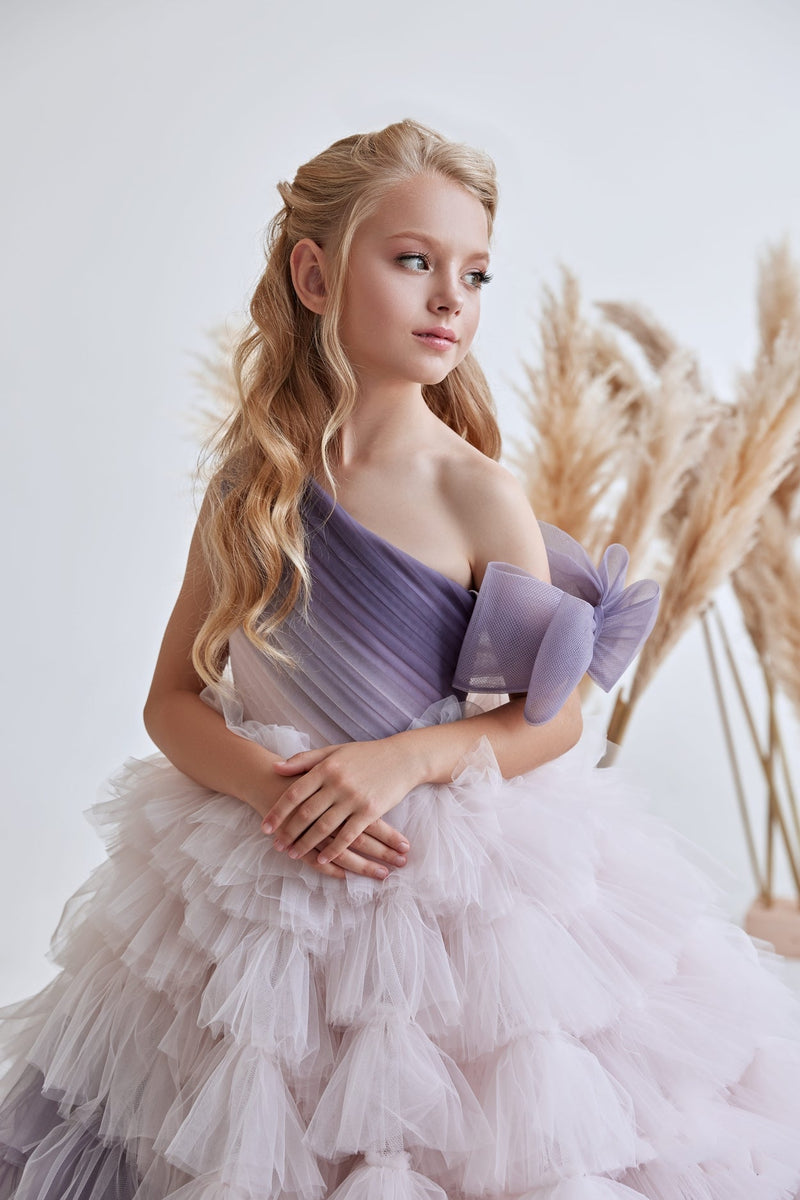 Purple Gradient Ruffle Dress - RENTAL