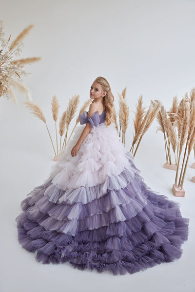 Purple Gradient Ruffle Dress - RENTAL