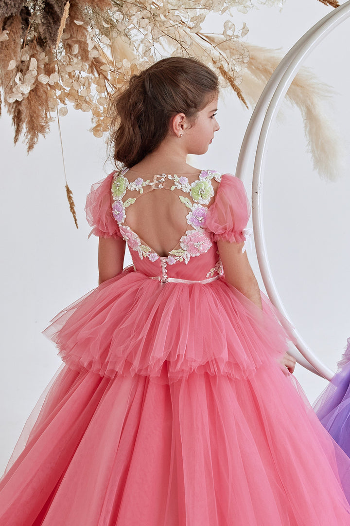 Coral Flower Girl Dress for Destination Wedding
