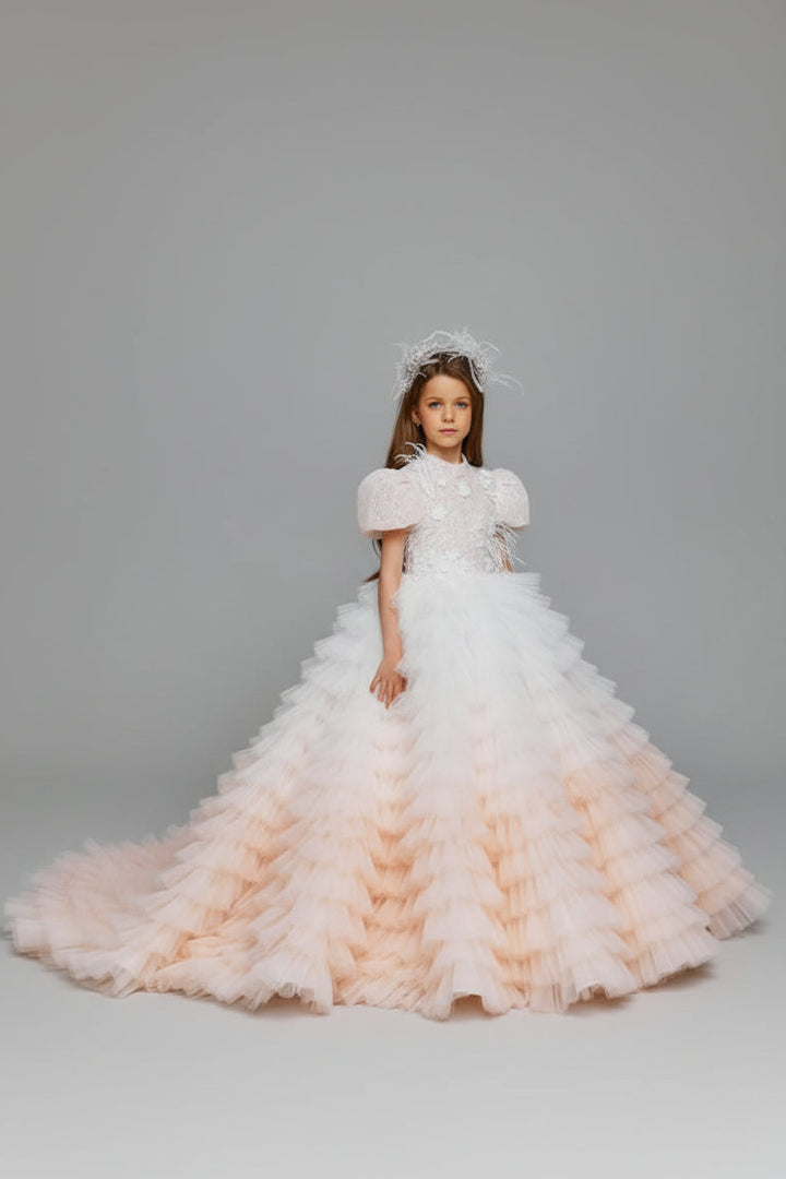 Waterfall Dream Gown in Blush ombre for girls