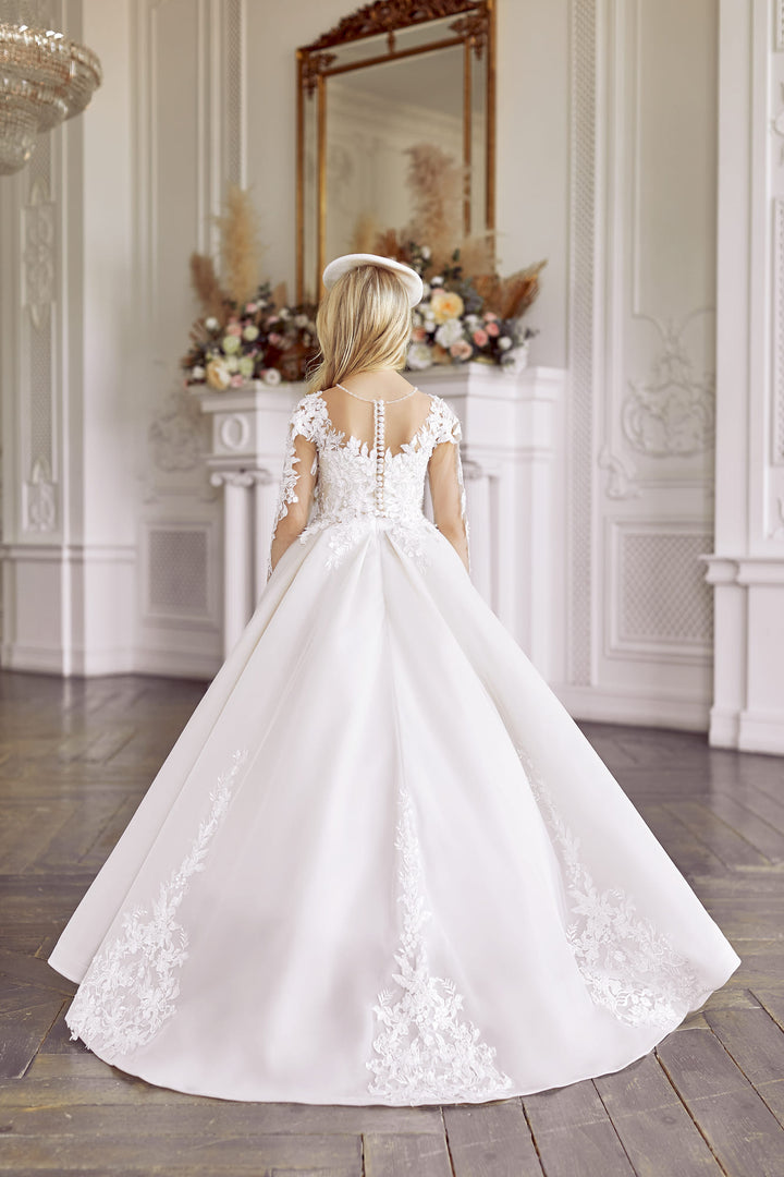 white dress for 1st communion Ivory Lace Girls Strawberry Printed Dresses Dinner Date Night Pleated White Lace First Communion Size:US size 24W