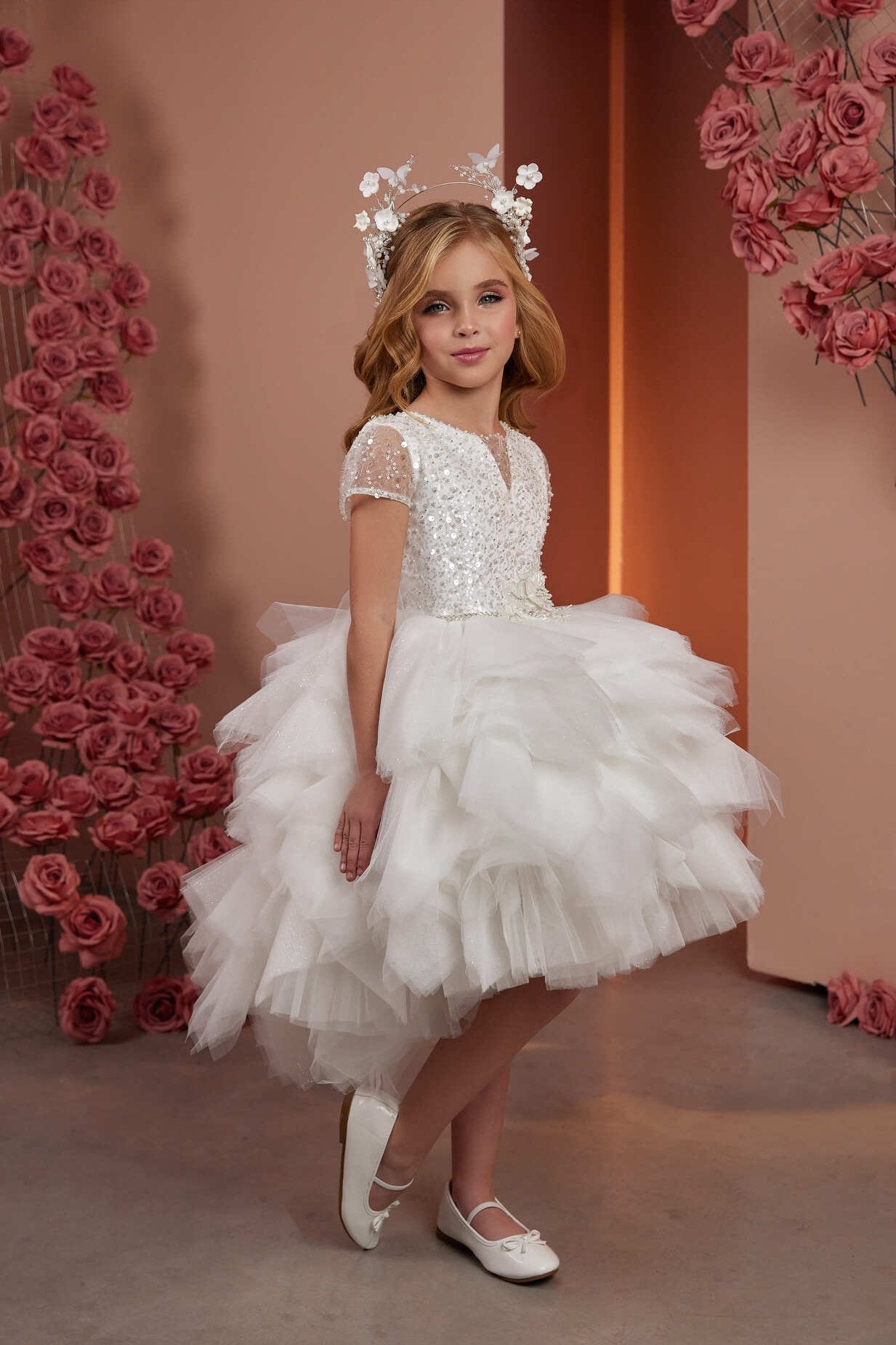 Flower Girl Dresses: Melissa Ruffled High-Low Flower Girl Dress - Mia Bambina Boutique