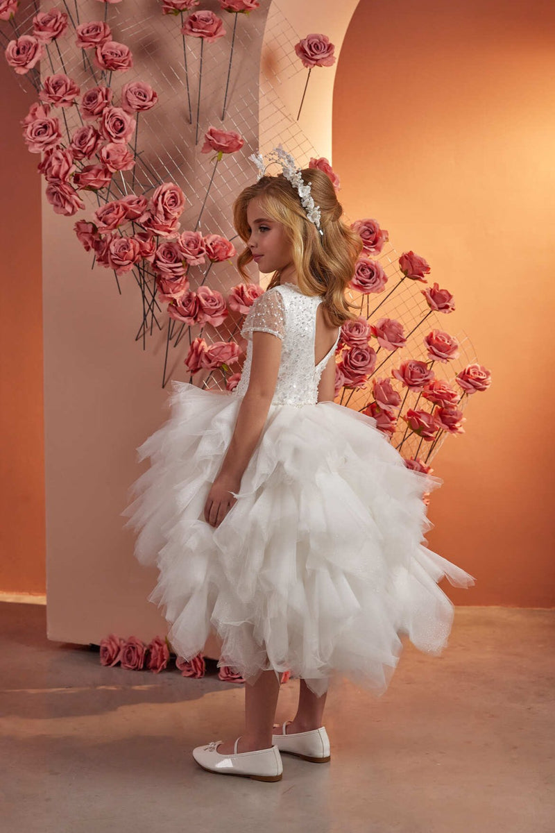 Melissa Ruffled High-Low Flower Girl Dress