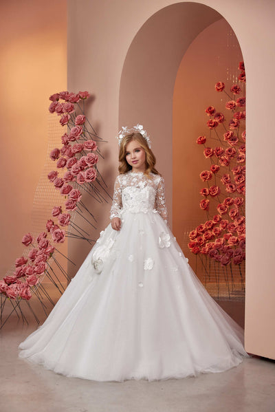 Melania Communion Dress with Long sleeves