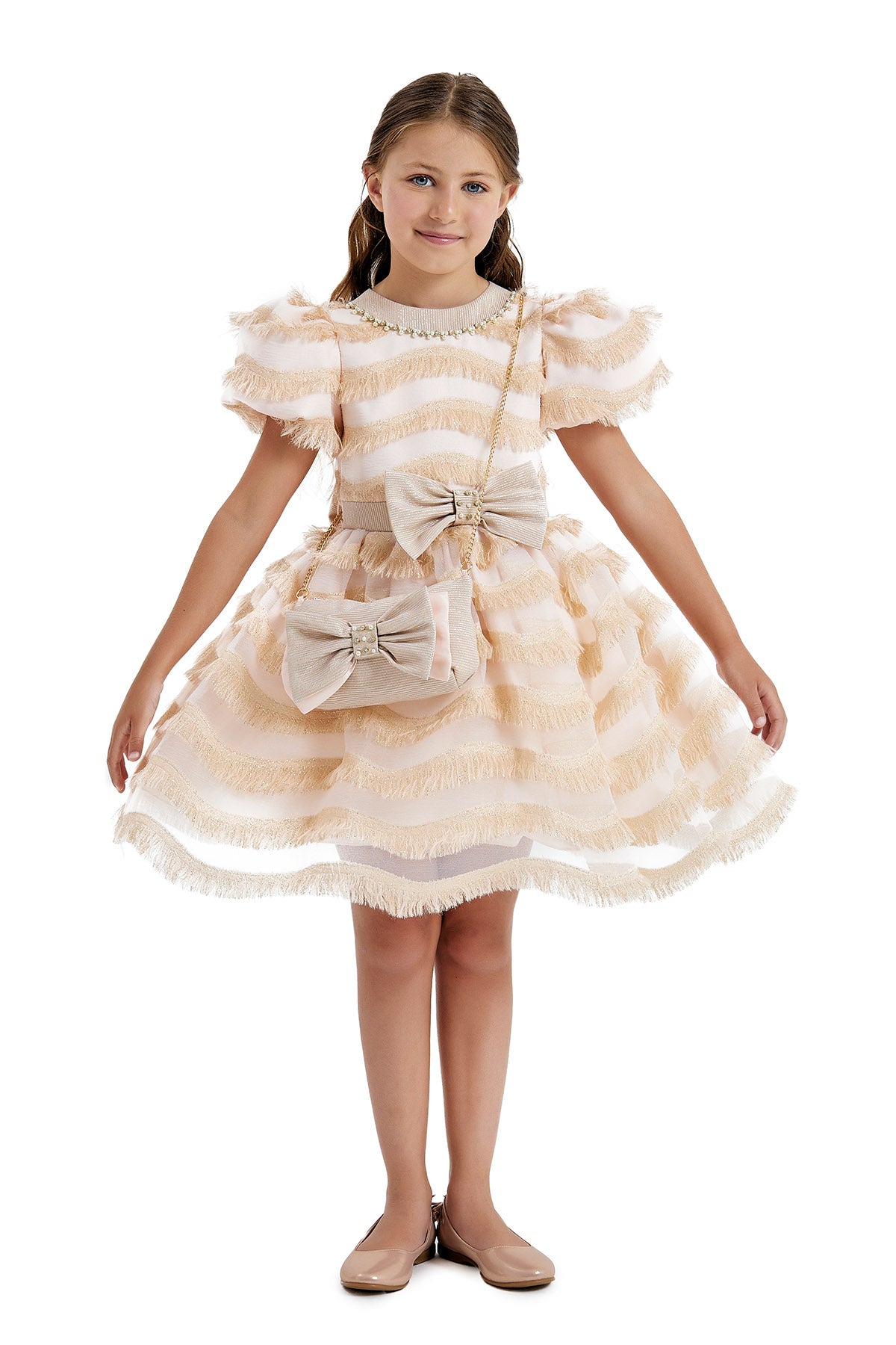 Birthday Dresses: Girls Party Dress with a Chain Handbag - Mia Bambina Boutique