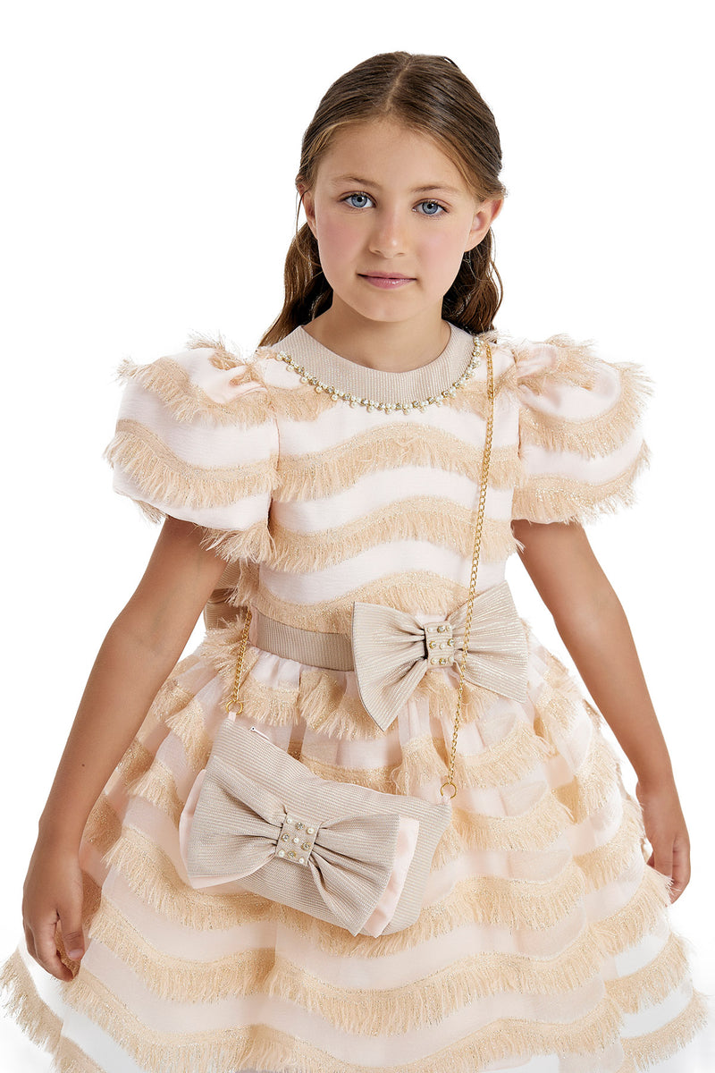 Girls Party Dress with a Chain Handbag in Sizes 4T-8