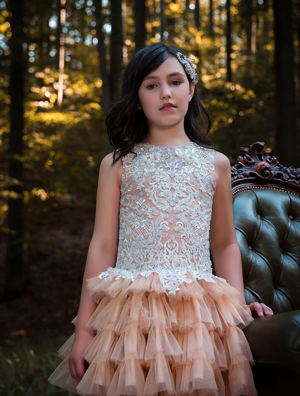 Girls Fancy Tiered Embellished Party Tutu Dress