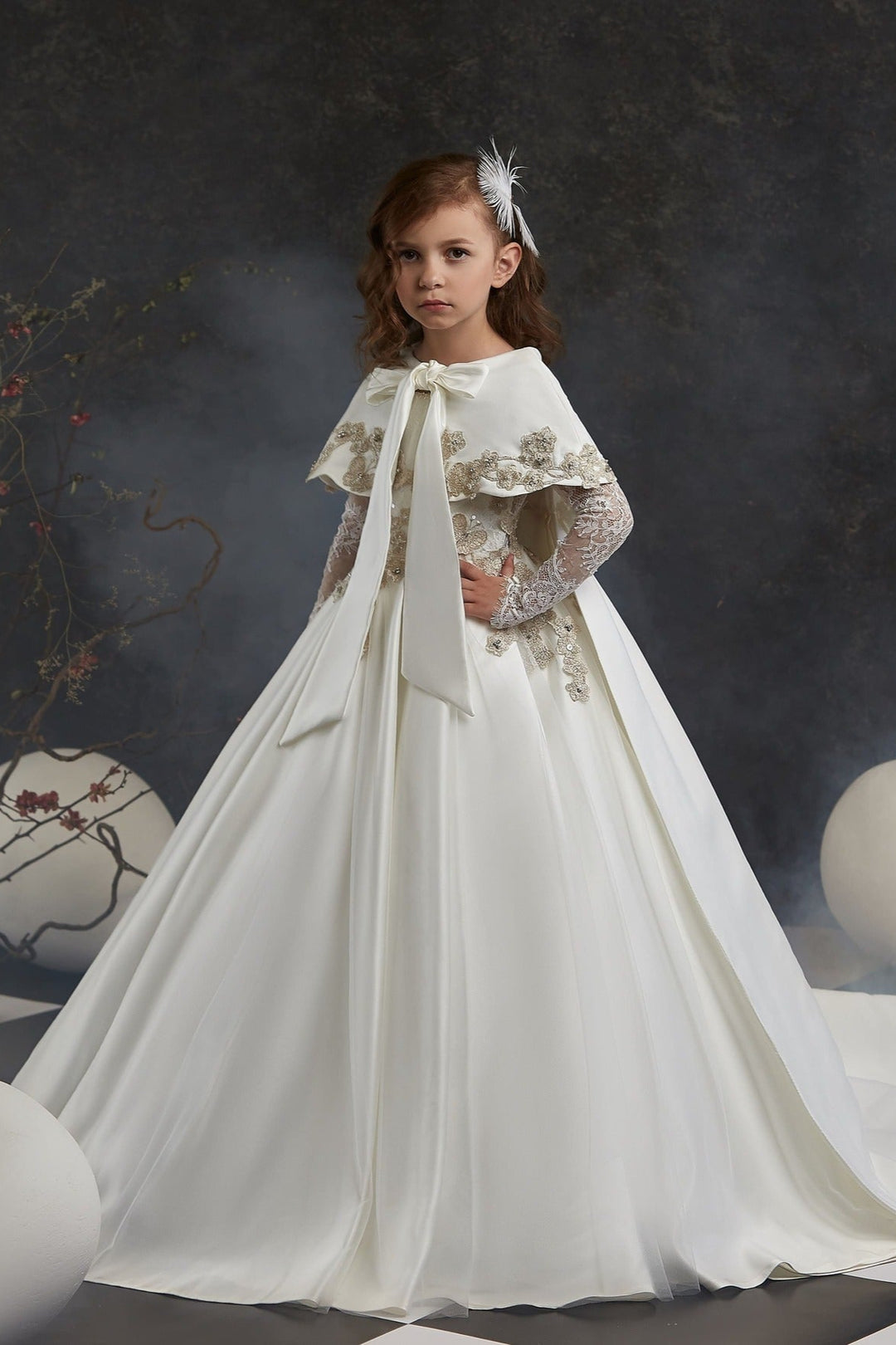 Girls Formal Cape  Ivory Cape with Embroidery for Special Occasions
