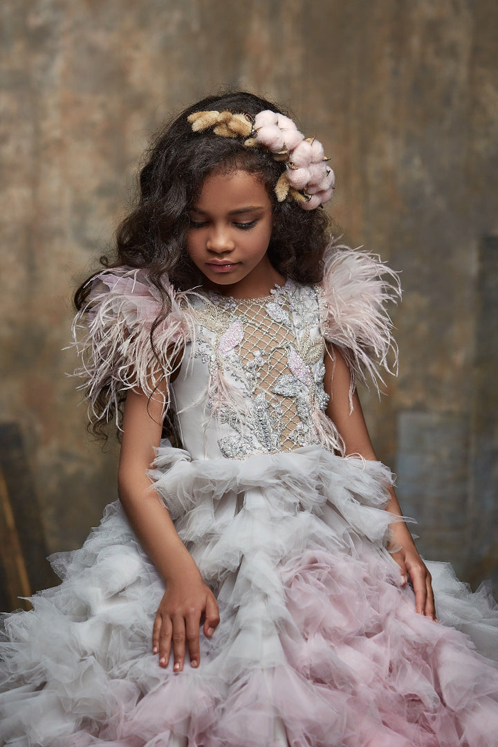little girl maxi dress Girls Ruffle Ombre with a Train Color:24Taupe swatch:caramel 12 x 31 10Y Alyce Paris 30116 Short