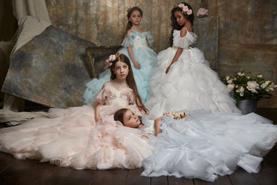 Girl's Ruffled Sparkly Long Princess Dress