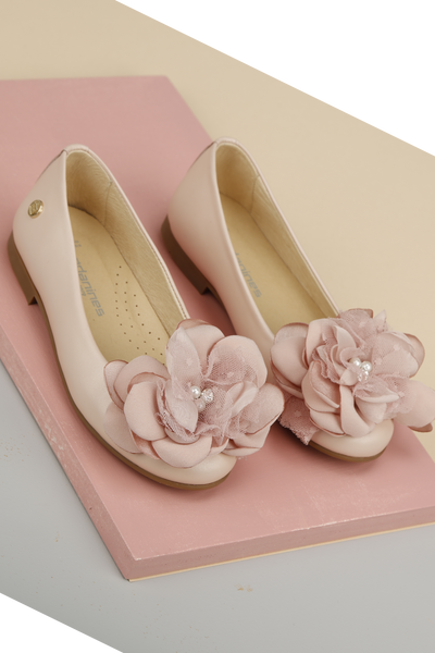 Pink Ballet Flat Shoes with Flower Brooch