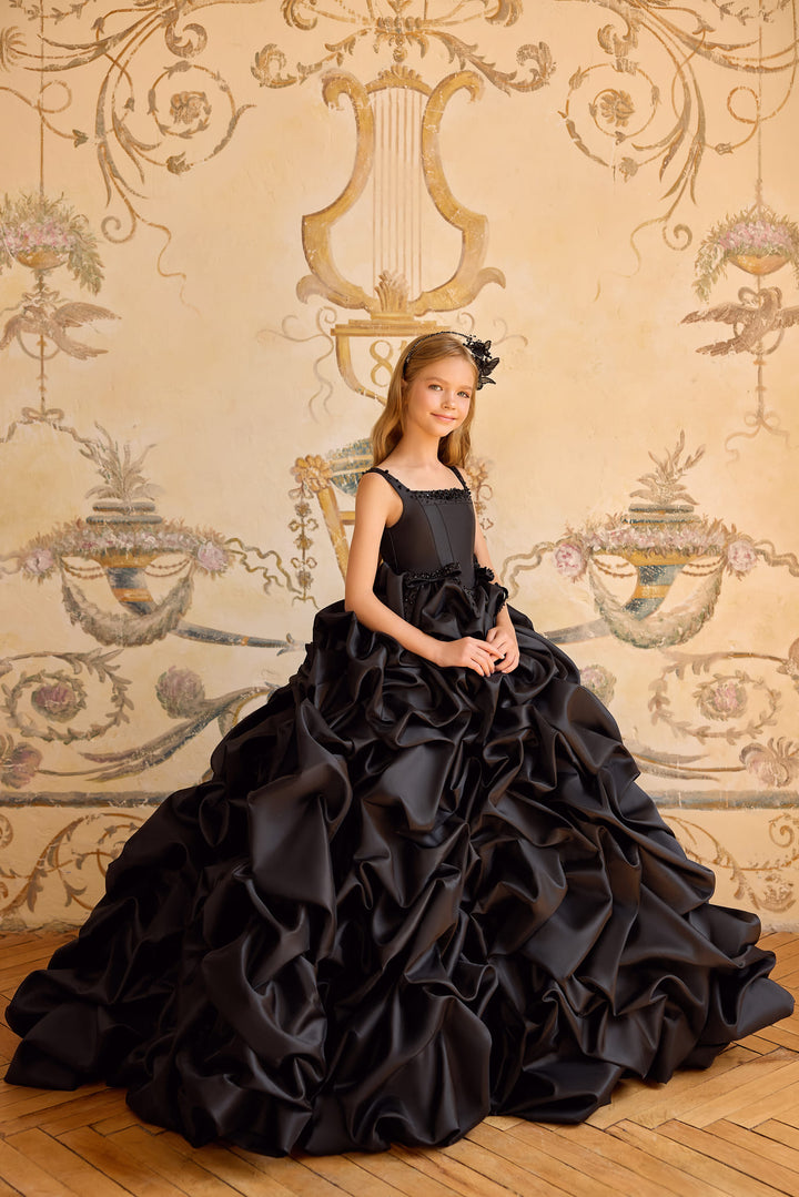 black and gold princess dress Black - Gold Velvet Sequin Classic Sweetheart Princess Seam Show Choir Dress main image 0